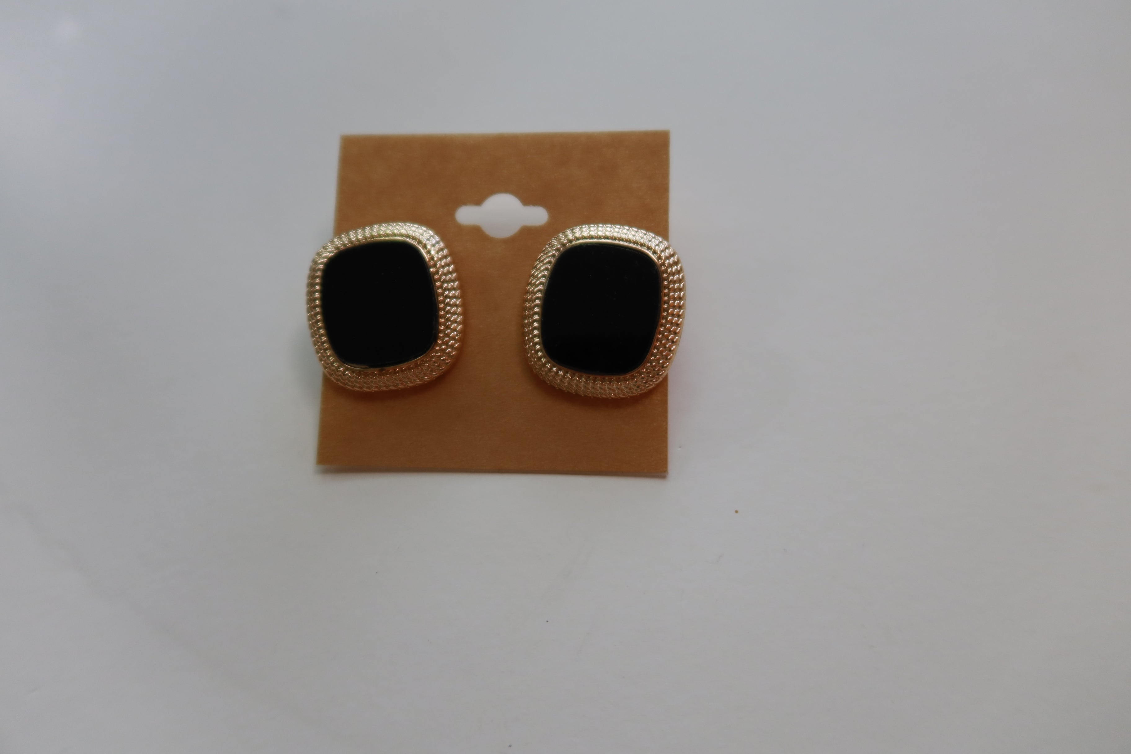 BLACK EARRINGS WITH GOLD TRIM
