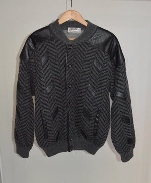MENS VINTAGE SWEATER SNAP JACKET - SIZE L