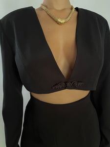 BLACK CROP STRUCTURED JACKET - SIZE S/M