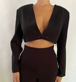 BLACK CROP STRUCTURED JACKET - SIZE S/M
