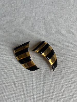 BLACK AND GOLD STRIPE EARRINGS