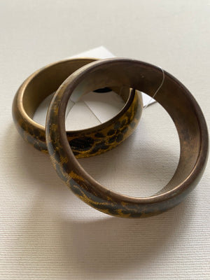 GOLD AND BLACK FLORAL BANGLES